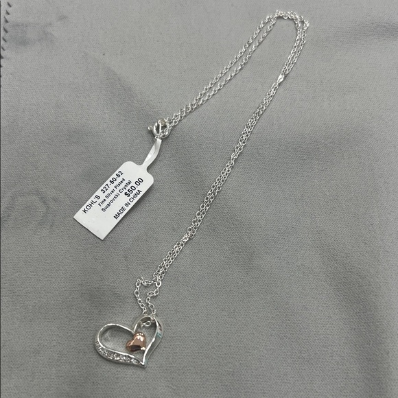 Jewelry - Elegant Heart Pendant Necklace in Silver and Rose Gold